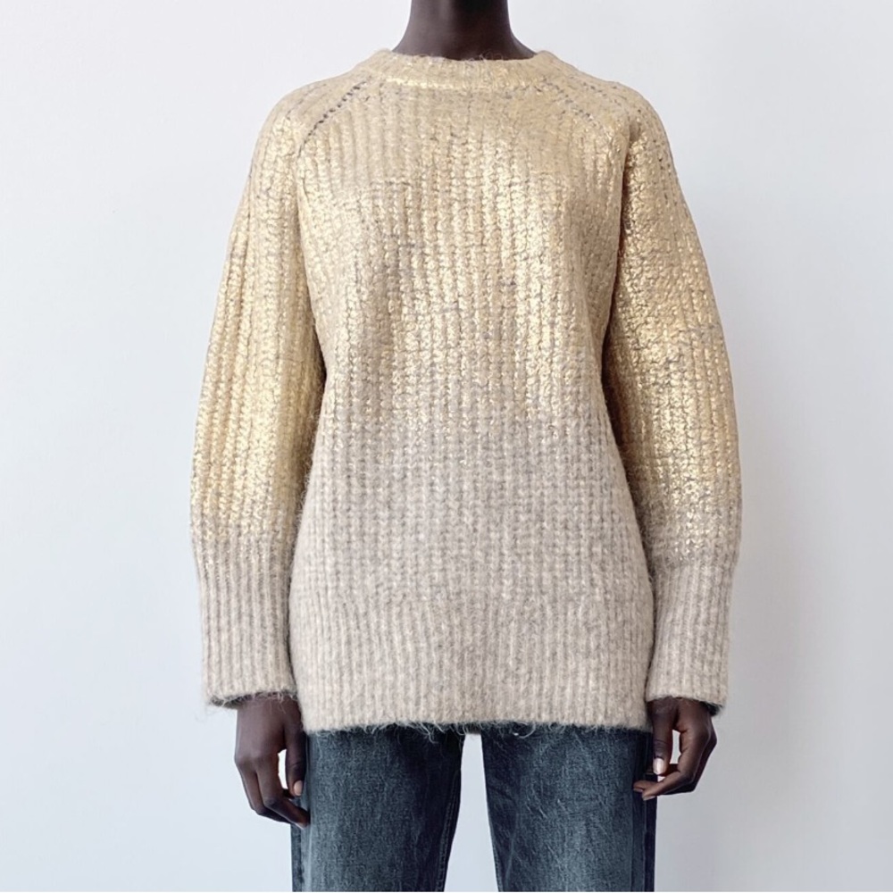 Zara Metallic Oversized Knit Sweater